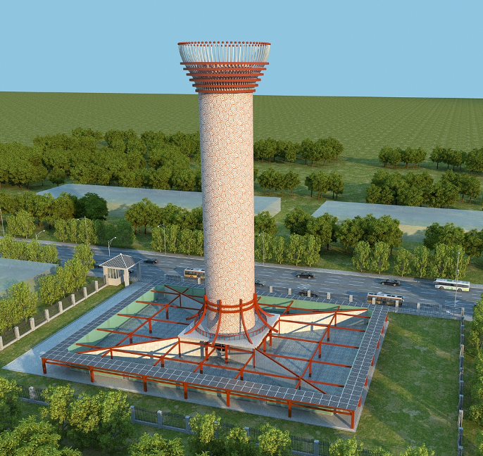 Professor David Pui's solar-powered air filtration tower installed in China in 2016