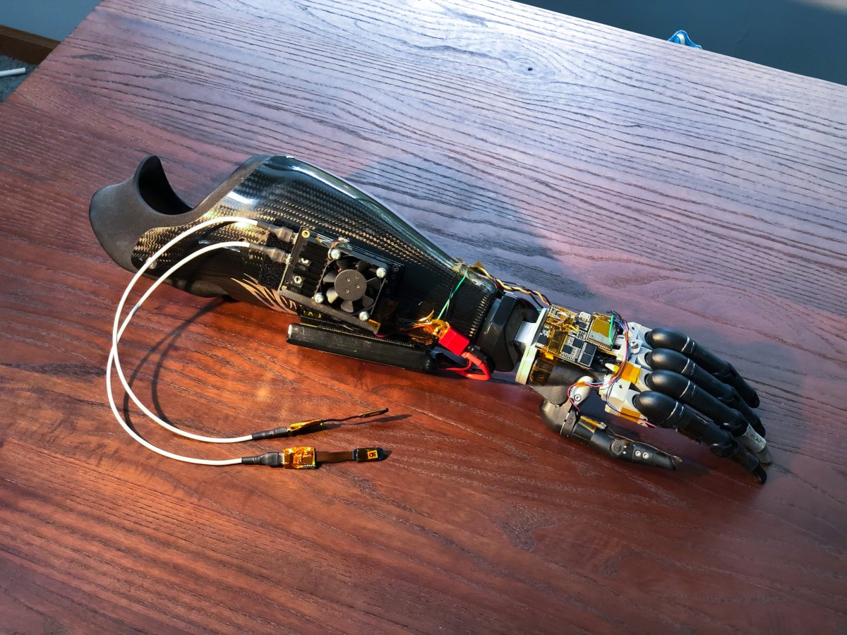 Robotic arm lying on a table