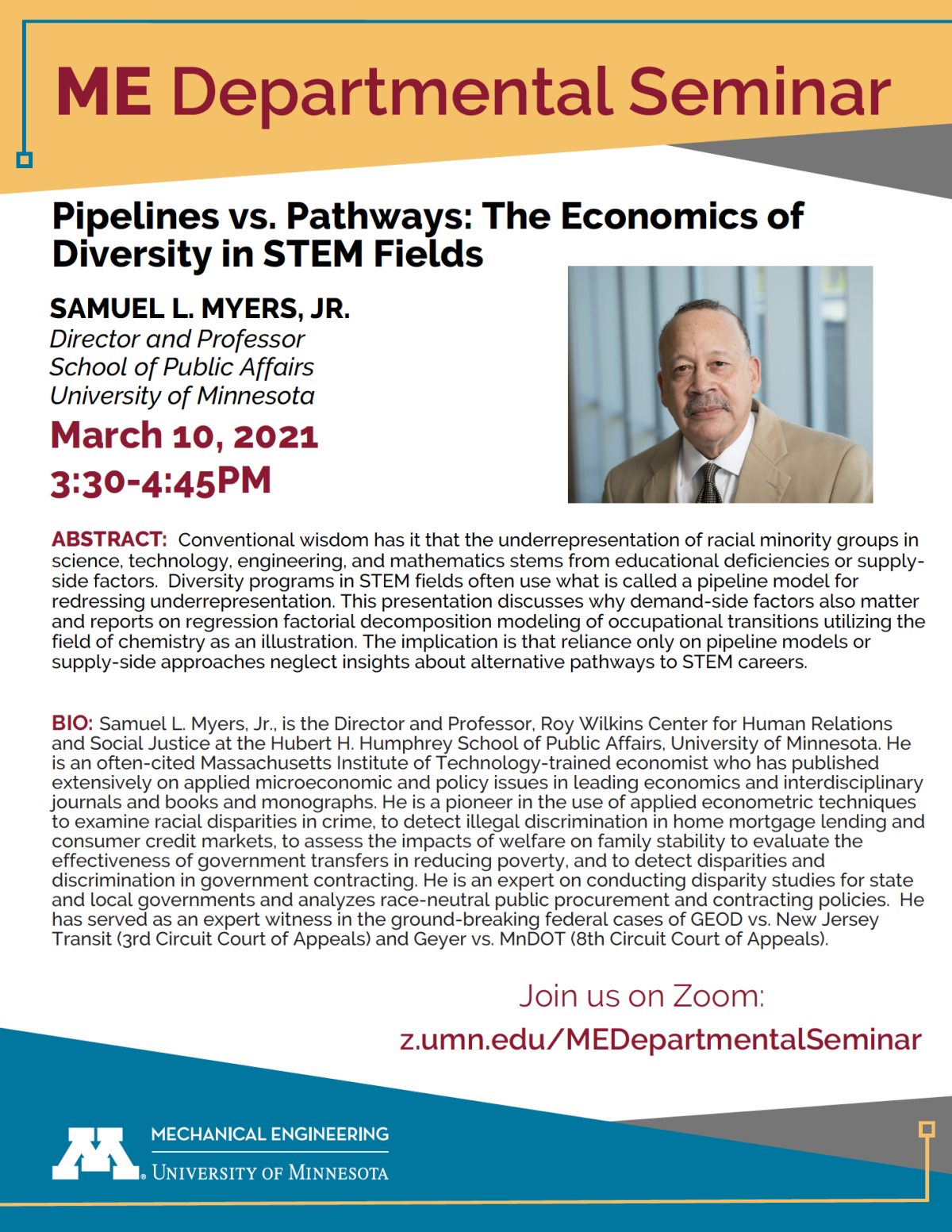 Samuel Myers Departmental Seminar flyer