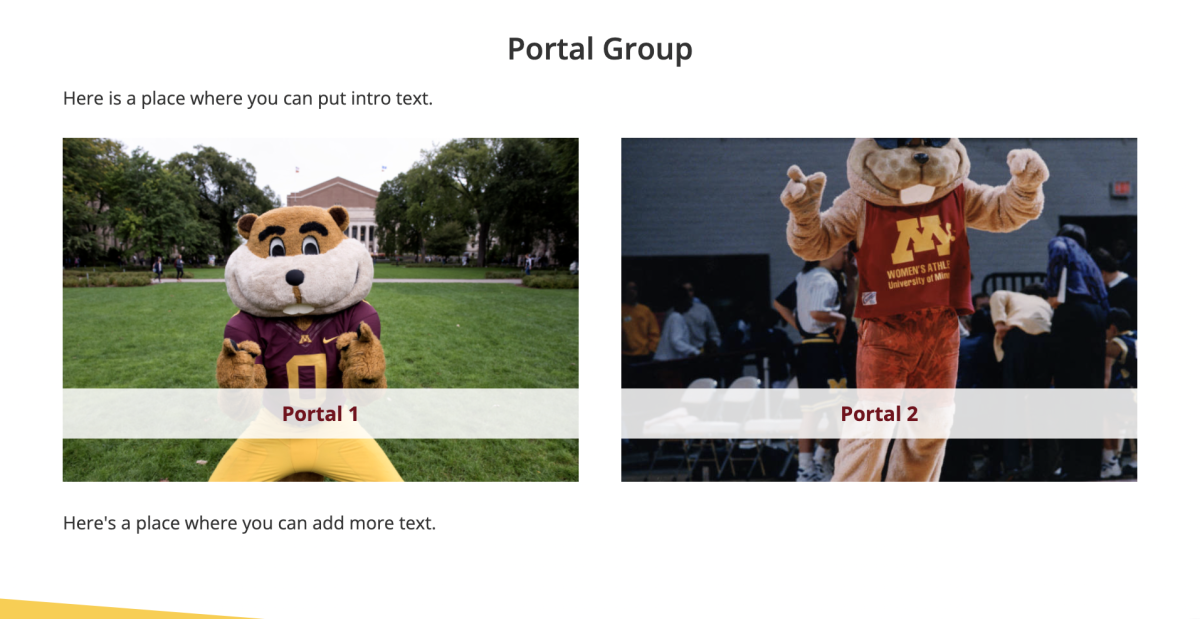 Example of the portal group widget