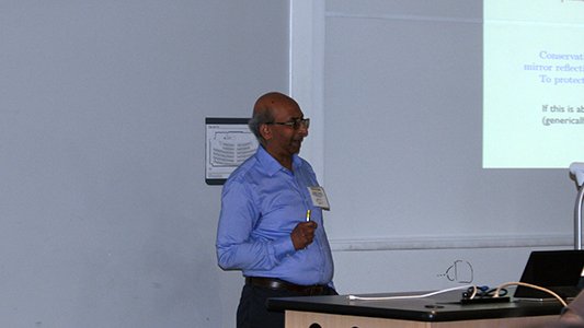 Professor Todadri giving a talk