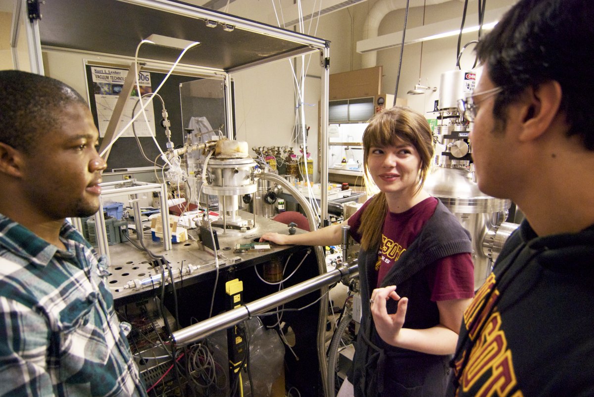 Undergraduate students working in lab