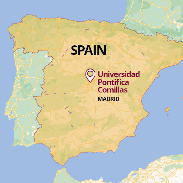 A map of Spain with Comillas highlighted