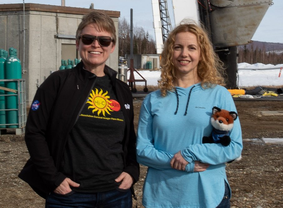 Sabrina Savage and Lindsay Glesener at the launch site in Alaska.
