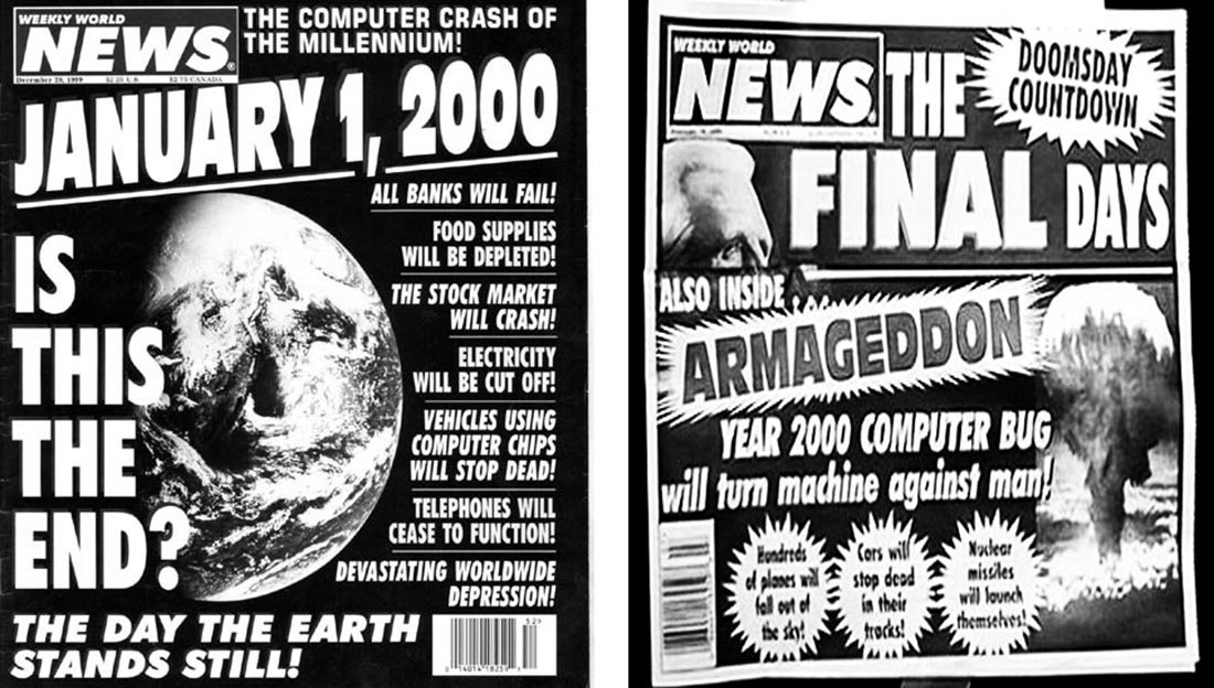 Y2K Weekly World News paper covers 