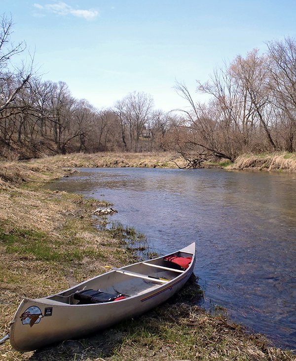 Canoe on the South Branch Zumbro River in Dodge County, MN