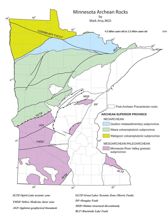 Map of Minnesota Archean Rocks (2006)