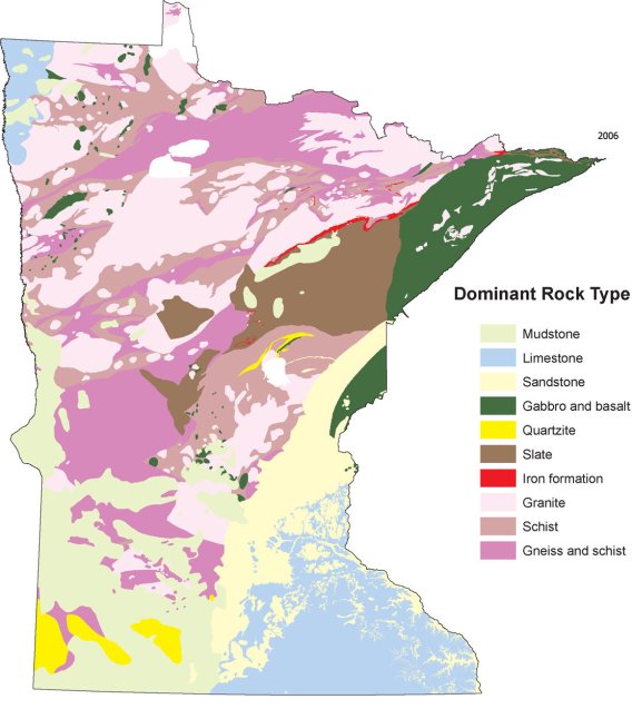 Dominant Rock Types of Minnesota (2006)