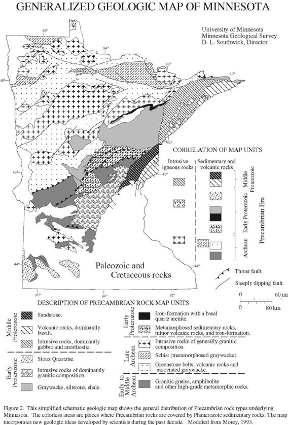 Rock Distribution Map of Minnesota