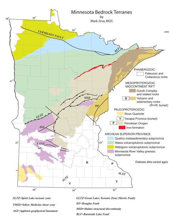 Rock Terranes Map of Minnesota (2006)