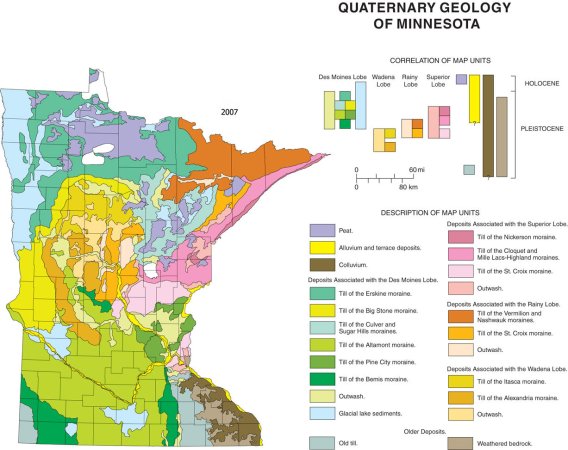 Surficial Map Postcard of Minnesota (2007)