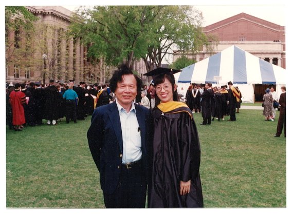 Professor Song (left) with Cuiling Gong on her graduation day