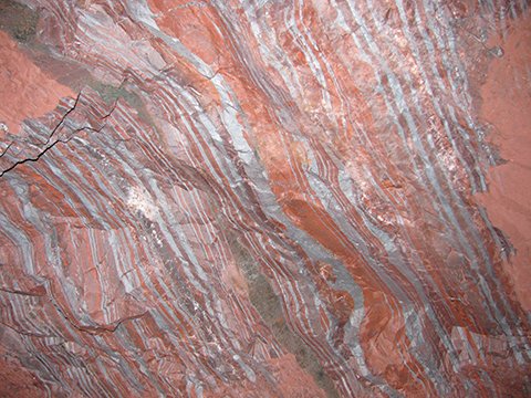 Banded iron formation (or BIF) from the Precambrian of Minnesota.