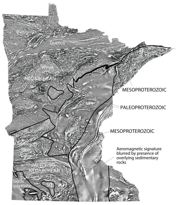 Shaded-relief aeromagnetic image of Minnesota.