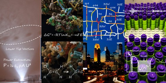 collage of civil engineering and science images (engineering sketches, chemistry, freeway, buildings, legos)