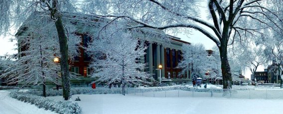 A panorama of Tate Lab in the winter.