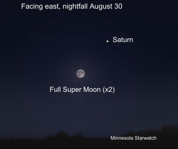 Facing east, nightfall August 30, Saturn 
