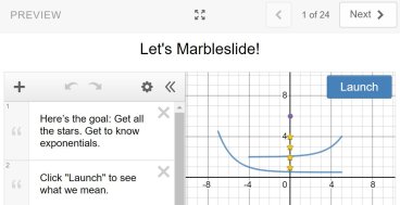Let's Marbleslide!  Student Preview of the desmos Marbleslides with Exponents