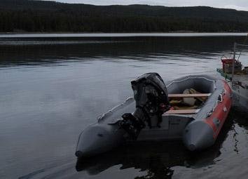 Inflatable boat on a lake