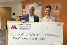 BizPitch winner with big check