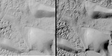 Comparison images of Antarctica elevation maps before and after REMA