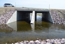 Photo of double barrel box culverts