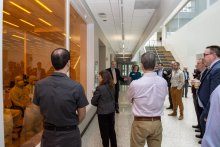 Image of faculty member giving a tour of the Minnesota Nano Center