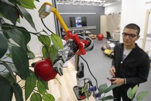 Robot picking an apple
