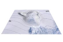 3-dimensional graphic of a 70-meter-deep basin formed near the summit of Greenland’s Flade Isblink Ice Cap in the fall of 2012