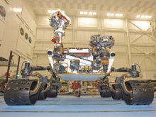 Curiosity Mars Rover pictured in a building
