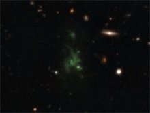 image shows one of the largest known single objects in the Universe, the Lyman-alpha blob LAB-1