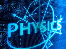 blue graphic of the word physics