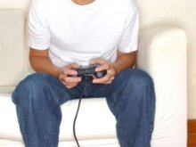 Guy playing video game