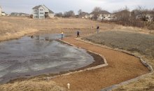 Photo of stormwater pond-perimeter filter