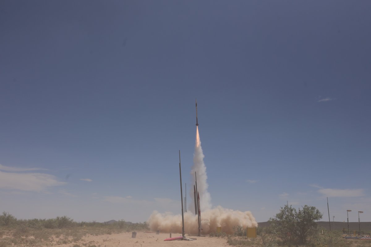 Liftoff of the Crimson Stratus rocket.