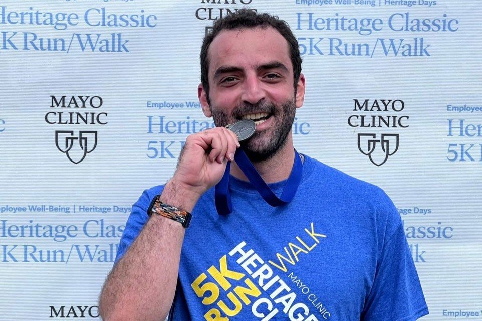 Moe Abu Chaar at the end of his marathon 