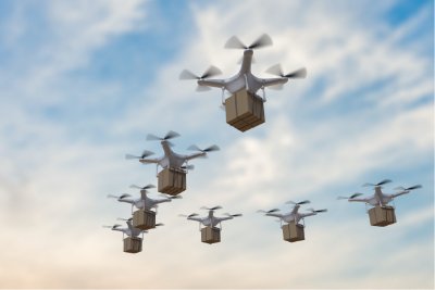 Drones carrying packages