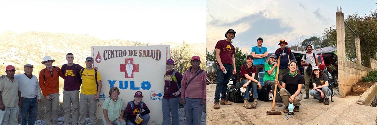 Ann with a group of students in Bolivia; Jeff with a group in Guatemala