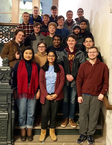 Blake Andert, BCE 2021, with several members of the UMN Quizbowl Club.