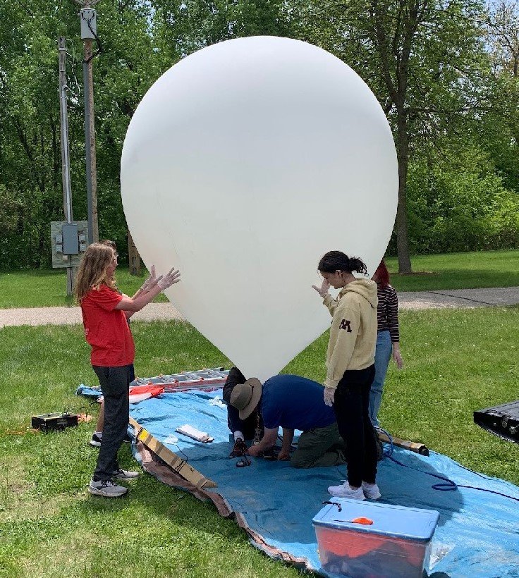 weather balloon being inflated to carry payloads 
