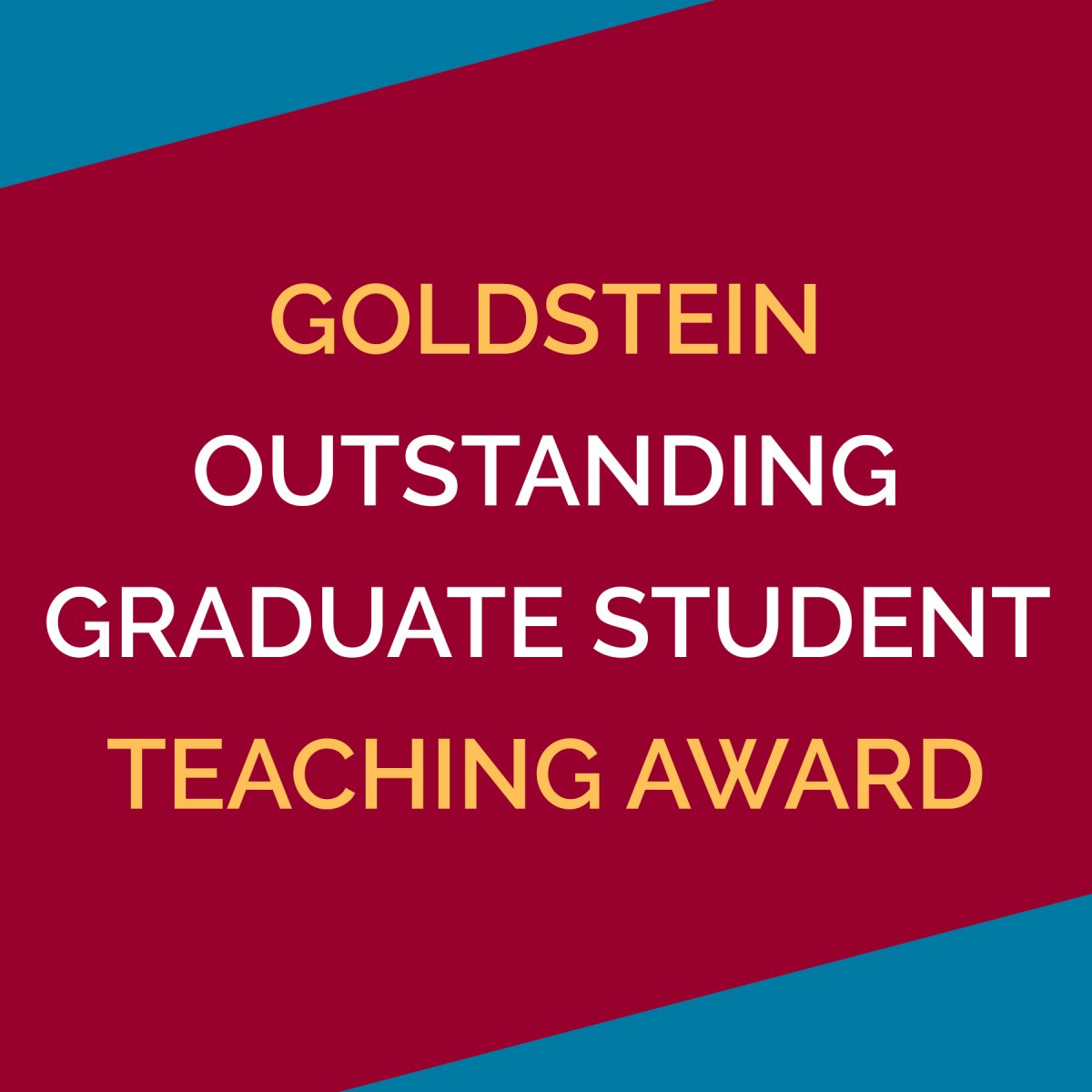 square tile featuring the words goldstein outstanding graduate student teaching award