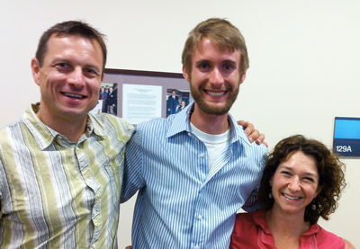 Greg LeFevre, PhD, (center) with advisors Raymond Hozalski, (left) and Paige Novak (right).