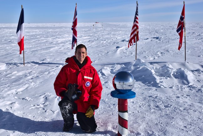 CSE researcher Nathan Precup at Antarctica's South Pole