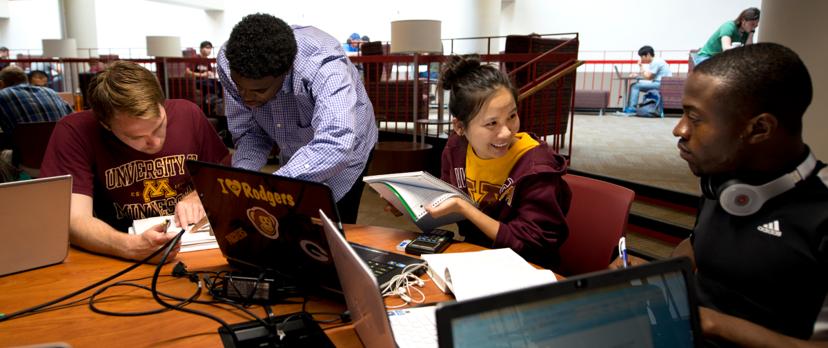 Students in a study group in Keller Hall