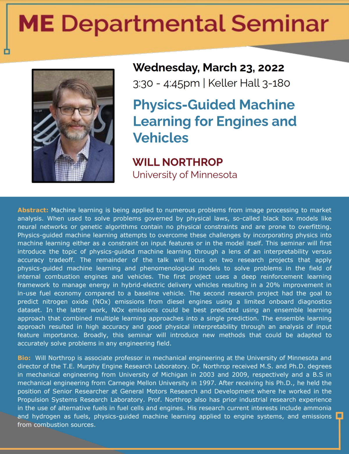 Seminar flyer for Will Northrop