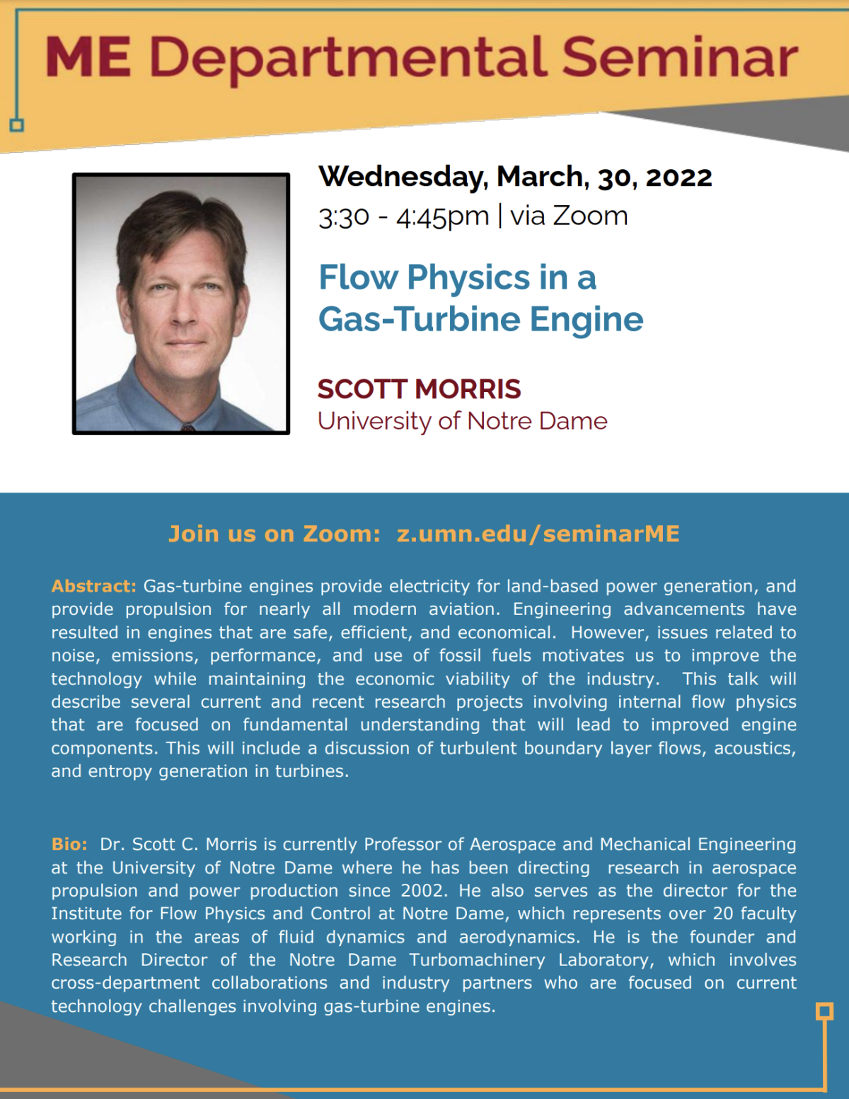 Scott Morris departmental seminar flyer