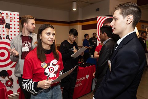 Target reps with students at Career Fair