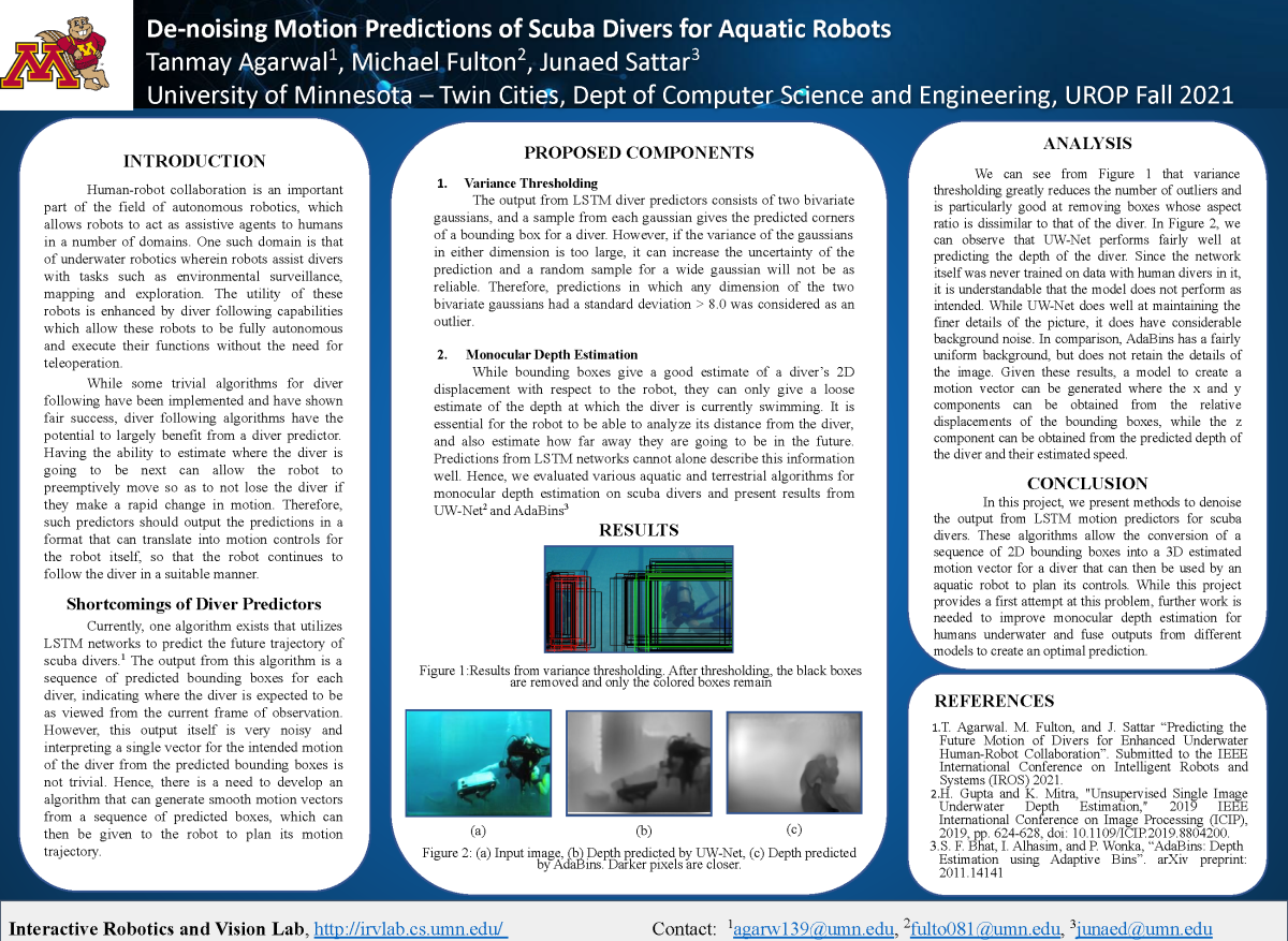De-noising Motion Predictions of Scuba Divers for Aquatic Robots poster