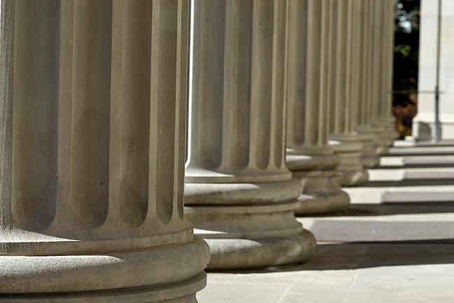 Close up photo of columns in front of Northrop