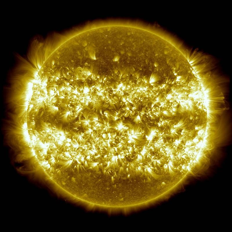 The solar wind surrounding the Sun.